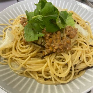 ルッコラと納豆のパスタ